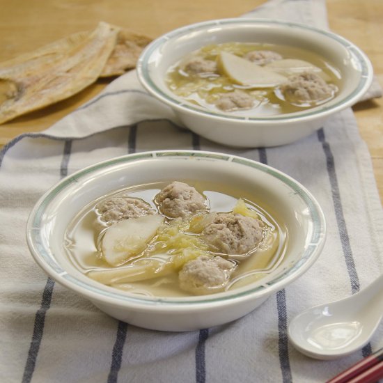 Homemade Meatball With Cabbage Soup