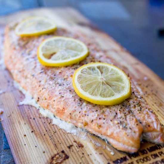 Pellet Grill Cedar Plank Salmon