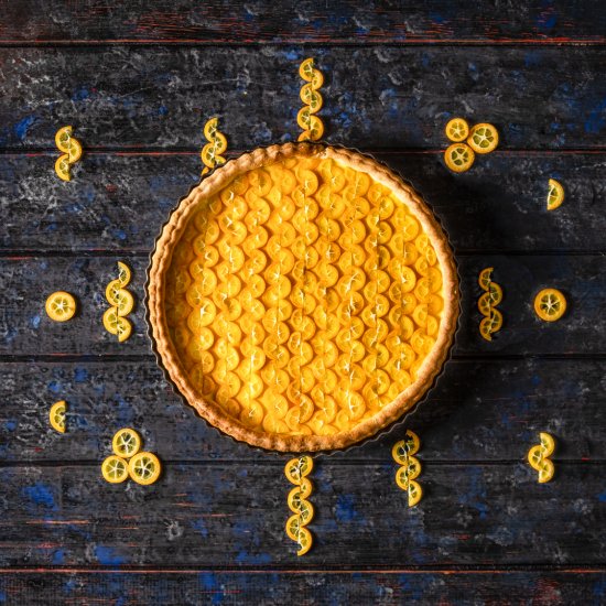 The Sun Tart with mango and kumquat