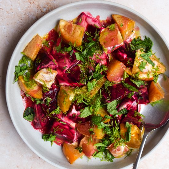 Greek-style Rainbow Beetroot Salad