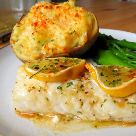 Lemon and Garlic Butter Baked Cod