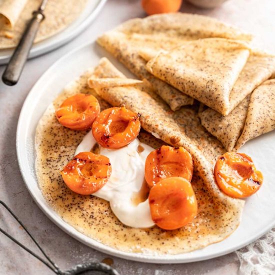 Poppy Seed Crepe and apricots