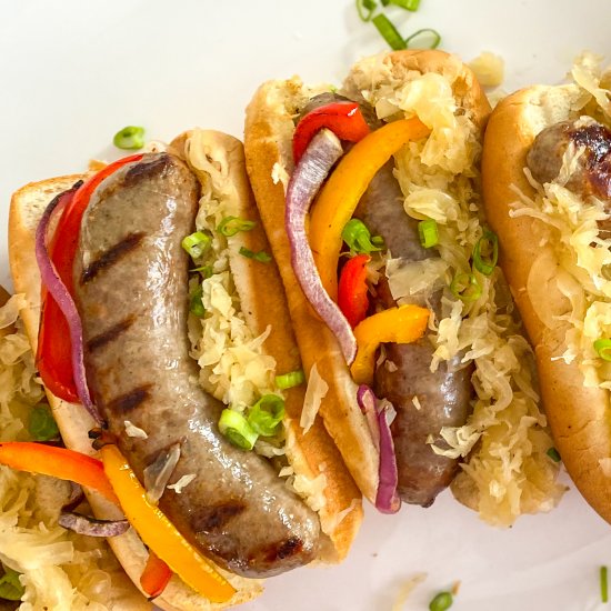 Grilled Brats w/ IPA Sauerkraut