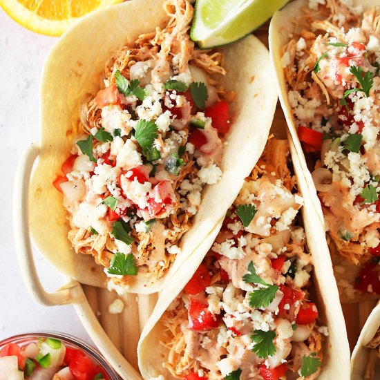 Garlic-Lime Crockpot Chicken Tacos