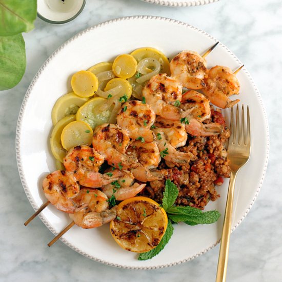 Grilled Shrimp Kebabs with Bulgar