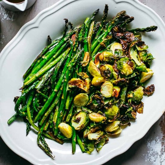 Baked Brussels Sprouts & Asparagus