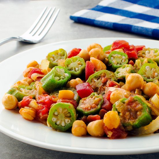 Okra, Tomato, and Chickpea Curry