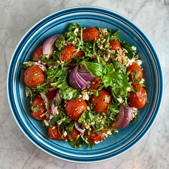 Farro with Pesto & Tomatoes