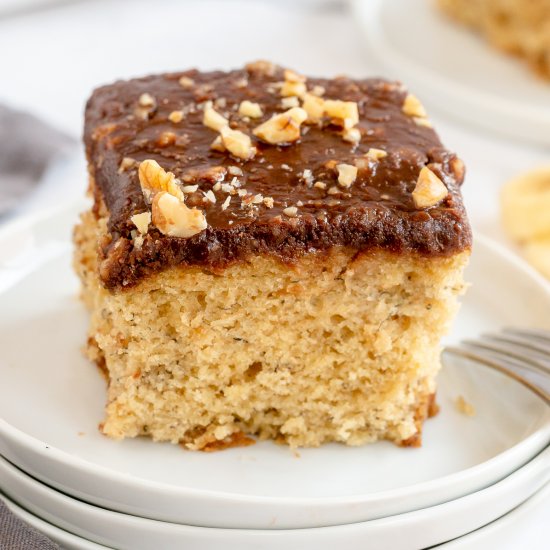 Banana Cake with Chocolate Glaze