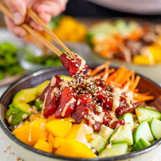 Spicy “Tuna” Watermelon Poke Bowl