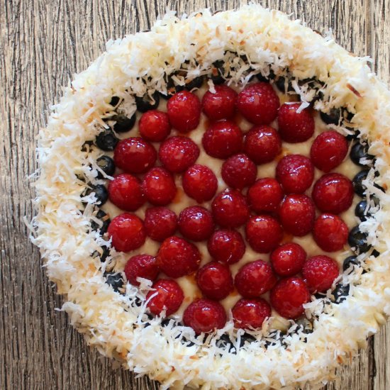 Triple Coconut Tart with Berries