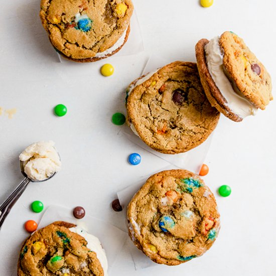 M&M Ice Cream Cookie Sandwiches