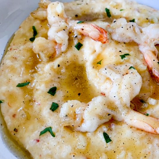 Garlic Shrimp, Pimento Cheese Grits