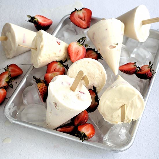 Strawberries and Cream Popsicles