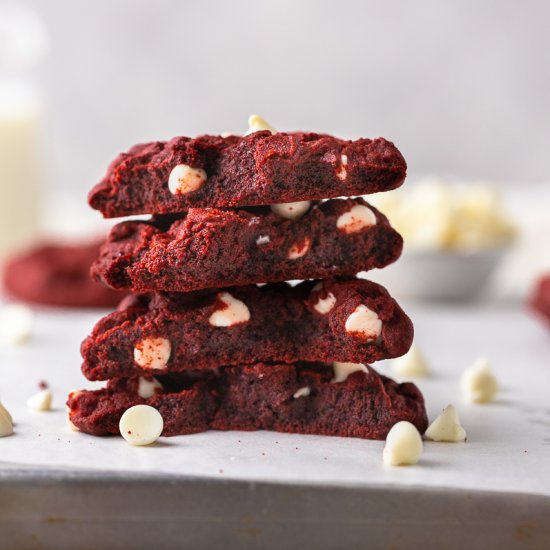 Crumbl red velvet white chip cookie