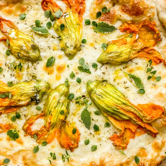 Zucchini Flower Pizza