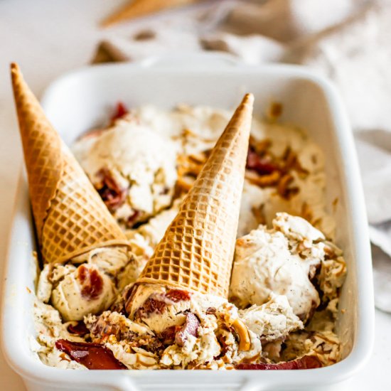 Bourbon Peach and Pretzel Ice Cream