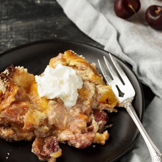 Peach Kuchen with Cherries