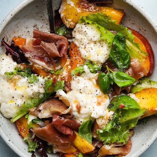 Fruit, Burrata & Prosciutto Salad