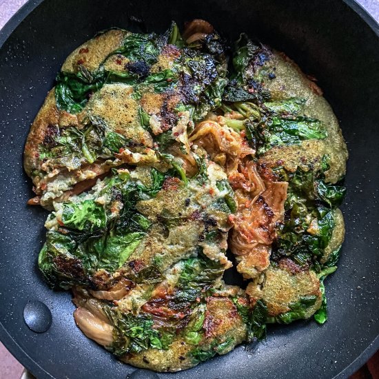 Korean Kimchi Mung Bean Pancake