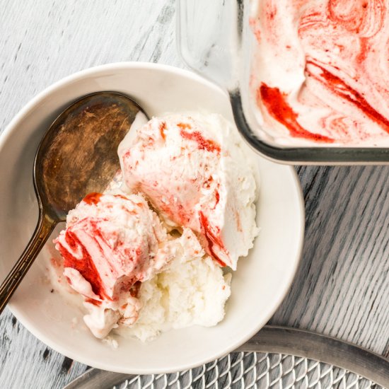 No Churn Strawberry Ice Cream