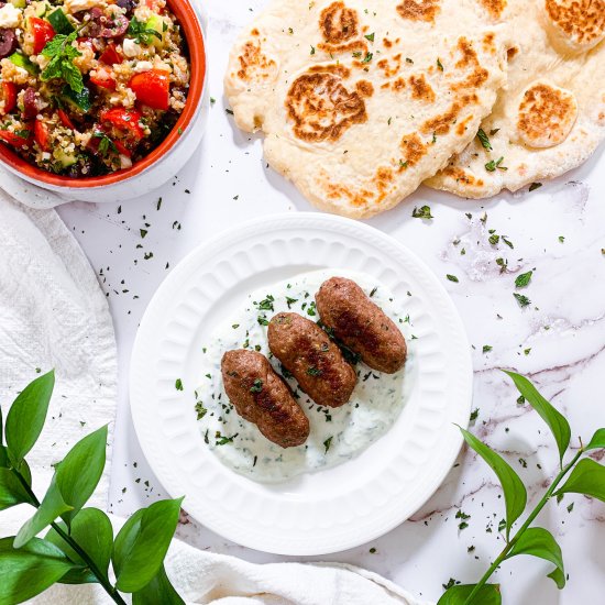 Turkey Kofta with Tzatziki & Pitas