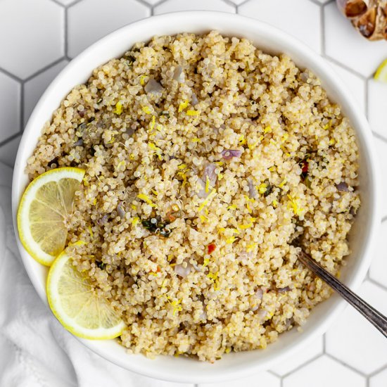 Roasted Garlic Lemony Quinoa