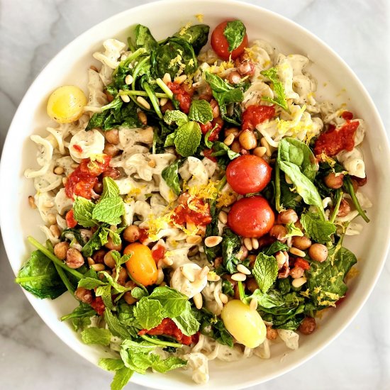 pasta w/sumac chickpeas & mint