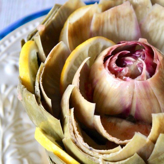 Steamed Artichhokes & Lemon Sauce