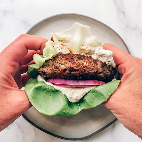 Greek-Style Keto Lamb Burger