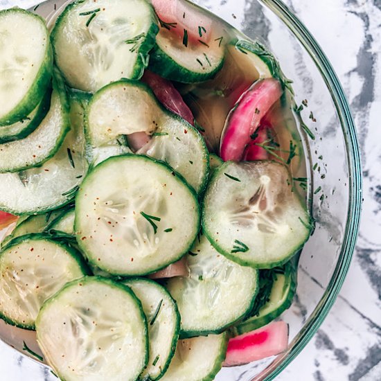 Cucumber Salad + Pickled Red Onions