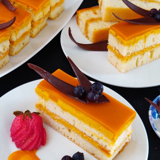 Eggless Mango Mousse Cake Recipe