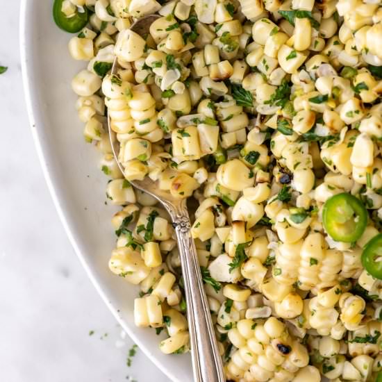 grilled corn salad with serranos