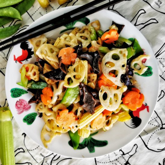 Lotus root stir-fry