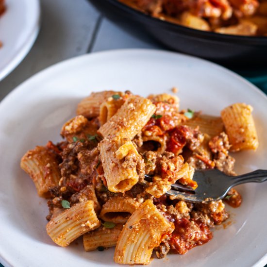 Baked Feta Pasta with Chorizo