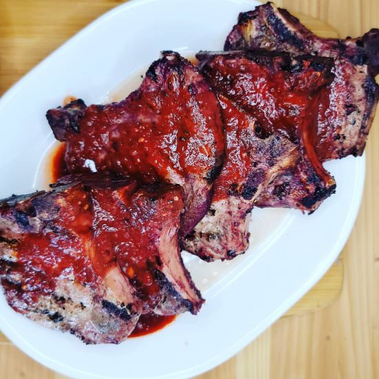 Cherry Bourbon Grilled Pork Chops