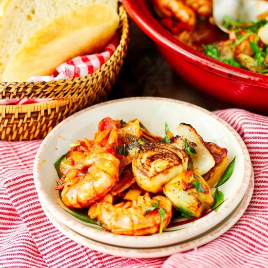 Shrimp Tagine with Garlic & Fennel