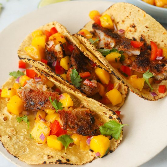 Rockfish Tacos with Mango Salsa