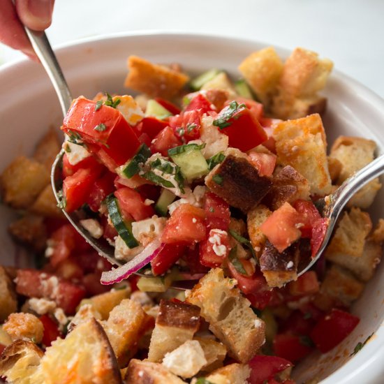 Feta and Basil Panzanella