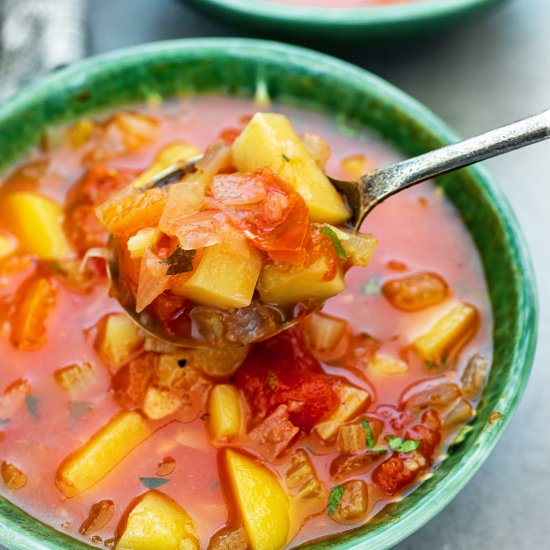 Lazy chunky mixed vegetable soup