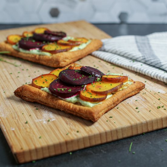 Roasted Beet and Chive Tarts