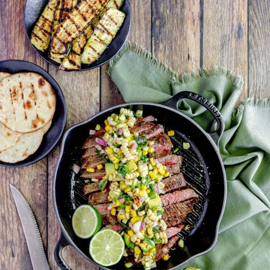 Flank Steak with Corn and Salsa