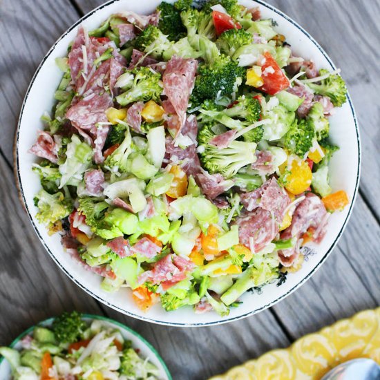 Broccoli Salami Sweet Onion Salad