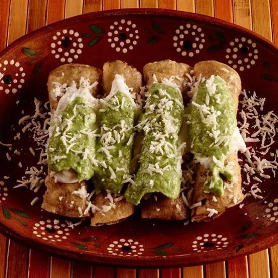 Chicken Taquitos with an Avocado Sa