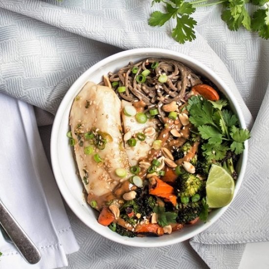 Peanut Soba Noodles with Tilapia