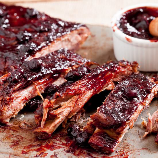 baked ribs with blueberry bbq sauce