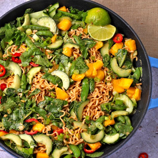 Peanut sauce noodles & mango salad