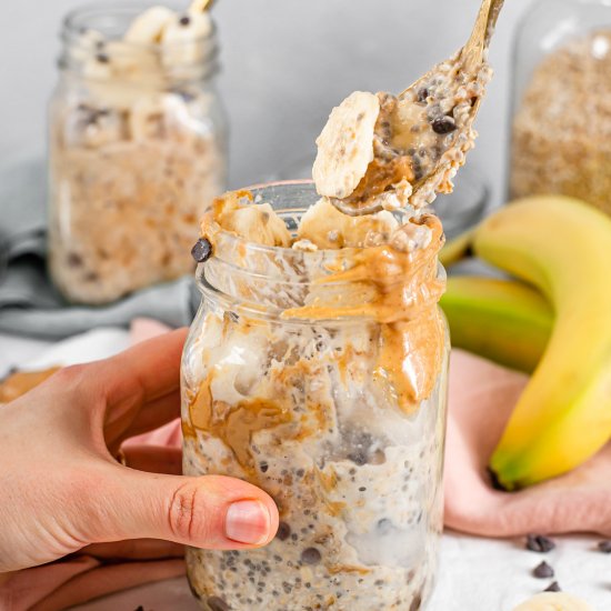 PB Banana Chip Overnight Oats