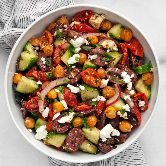 Crispy Chickpea Greek Salad