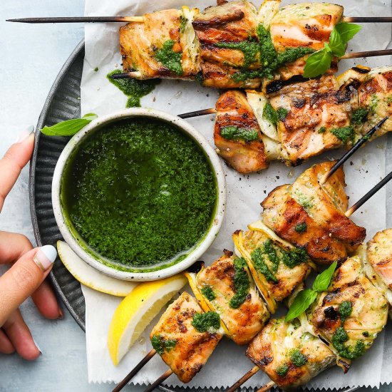 Grilled Salmon Skewers